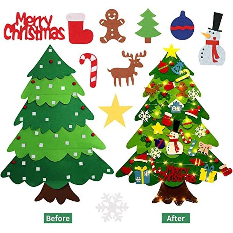 Child DIY Felt Toy Christmas Tree Wall Hanging Artificial Xmas Tree with Santa Claus Snowflakes Ornament New Year Kid GiftaÁrvore de Natal Educativa Family