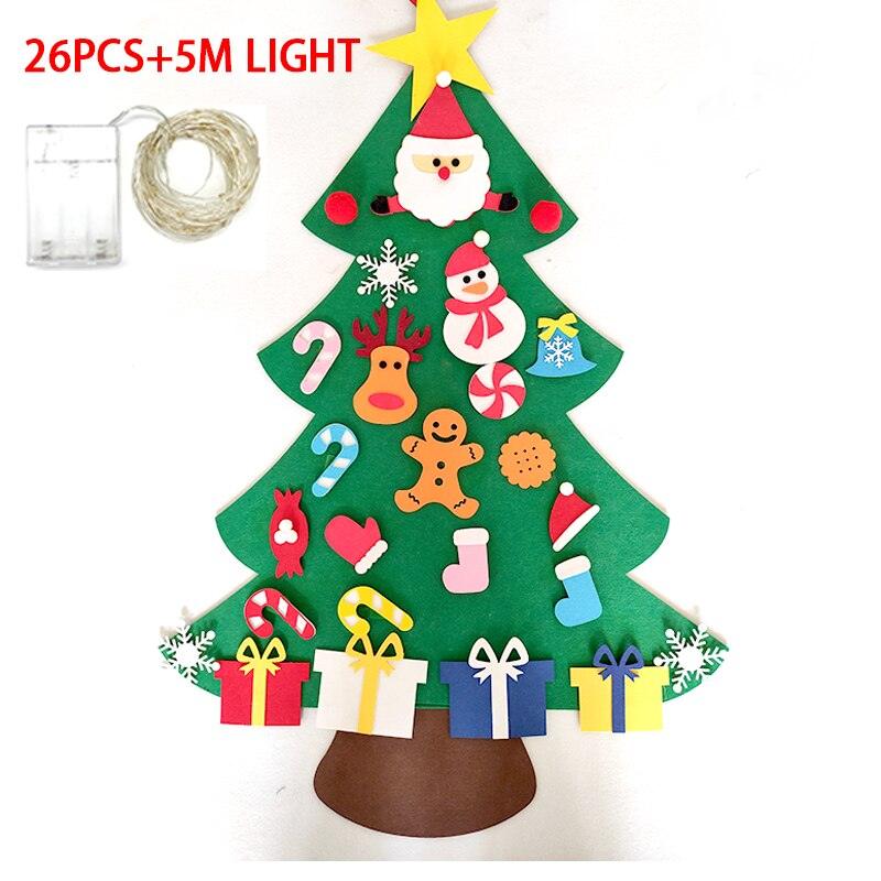 Child DIY Felt Toy Christmas Tree Wall Hanging Artificial Xmas Tree with Santa Claus Snowflakes Ornament New Year Kid GiftaÁrvore de Natal Educativa Family